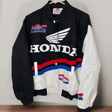JT Racing x Honda Speed Black Red White Racing Vintage Style Bomber Jacket M NWT
