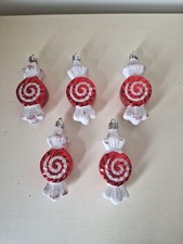 Bundle 5 Christmas Tree Ornaments Sweets Candy Red White