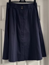 Ladies M&S-St Michael-Size 18-32” Waist-Navy Blue-Button Front-Midi Skirt-Unworn