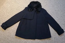 Ladies Navy Coat From Zara. Size Large. Comes With Detachable Collar.