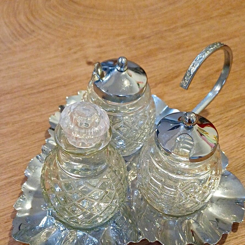 Glass salt pepper mustard - salt, &
