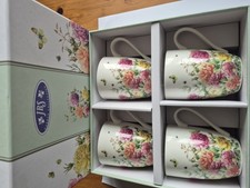 4 x JBS Rose Garden Fine China Mugs     New & Boxed Excellent Condition