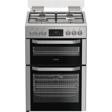 Hotpoint HDD6GDC2WX Free Standing Dual Fuel Cooker with Gas Hob 60cm Stainless