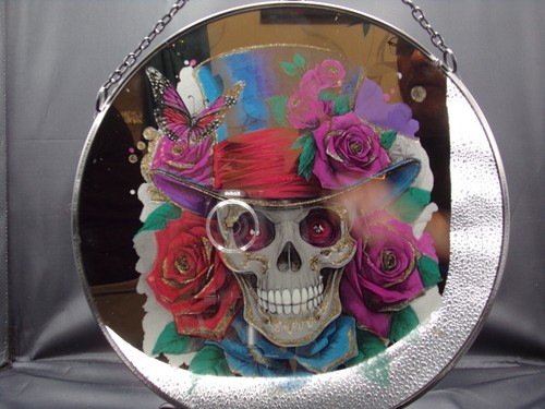 Skull roses etched on - on, 25cm