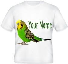 Kids/Child's Personalised Green Budgie T Shirt Great Gift Idea