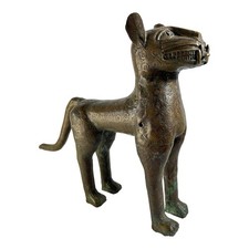 Mid 20th Century African Benin Bronze Leopard, Nigeria, 20.5" H
