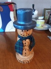 treen. Wooden Snowman. Unique Hand Made.