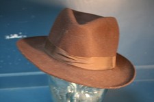 Vtg Christys' London brown soft wool fedora crushable hat small 7 revival