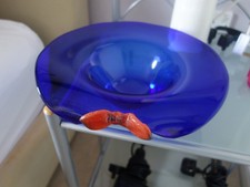 Beautiful hand crafted dark blue glass bowl made in Sloavkia