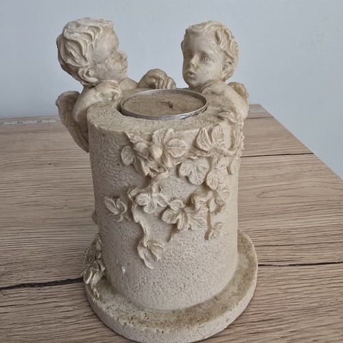 Vintage resin cherub angel tea - vintage,
