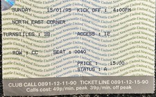 1995 Newcastle United V Manchester United Match Ticket Stub Football 1990s