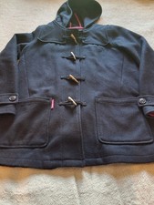 Superdry Ladies Wool Blend  Navy Duffle Coat Size XL Pink Lining The Rookie