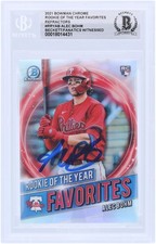Alec Bohm Phillies Signed 2021 Bowman Chrome Rookie of the Year #RRY-AB BAS Card