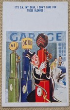 Drunk Man Hugging Petrol Pump, Garage, Comic Chromart Jovial Postcard