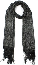 Women Sparkling Metallic Evening Scarf Shawl Lurex Net Wrap Cover Up With Fringe