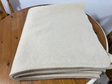 Vintage 1940's Single Size Pure  Wool  Blanket. Cream. 63" x 80"
