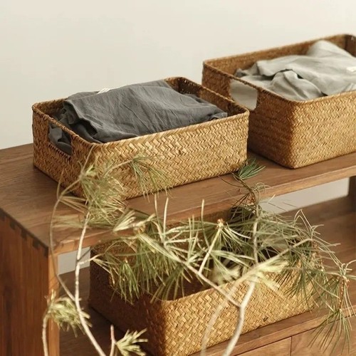 Vintage woven seagrass storage - vintage,