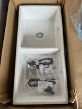 New Shaws Of Darwen SCSH101WH White Ceramic Double Bowl Kitchen Sink damaged 274