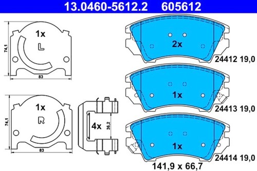Disc brake pad set ate - brake, fits