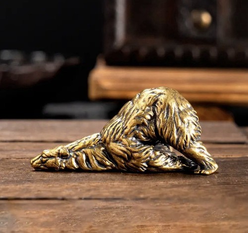 Brass statuette polar bear - brass,
