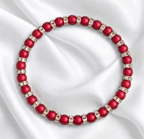 Pretty 6mm red glass pearl - red,