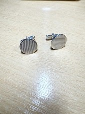 ROUND LINES HALLMARKED CUFFLINKS,  solid `925`  Sterling Silver. Made in England