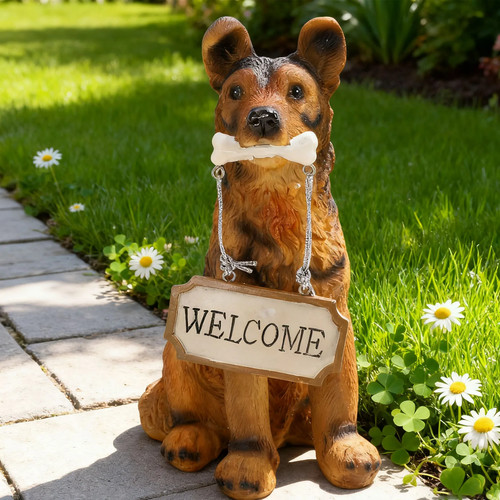 Dog statue welcome - dog,
