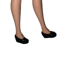 Fashion Doll Wedge Heel Shoes Black  Vintage Sindy Doll Compatible 