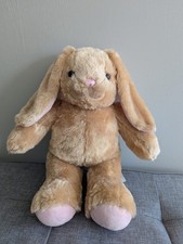 Build A Bear Pawlette Brown Bunny Rabbit with Heartbeat Plush Soft Toy Pink Ears