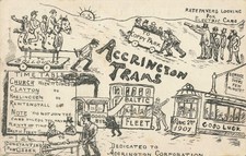 ACCRINGTON TRAMS - 1907 SATIRICAL  POSTCARD (ref 6592/25/W7)