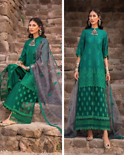 Pakistani indian Designer Embroidered Cotton Unstitched 3PC Shalwar Kameez