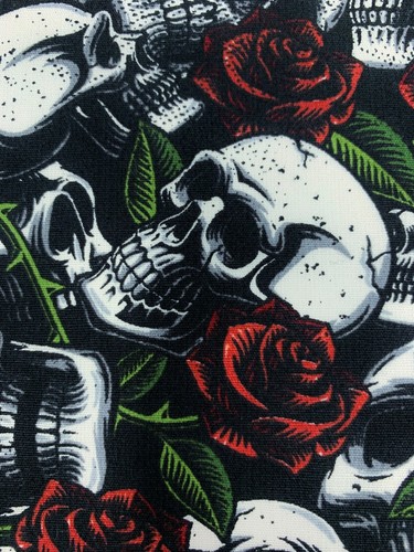 Skulls roses fabric - skulls,