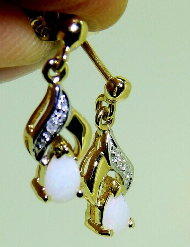 9ct gold opal earrings natural - opal,
