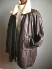 VINTAGE LEATHER FLYING JACKET 12 14 AVIATOR COAT fur collar soft real LAKELAND 