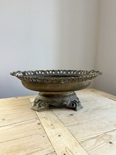 Large Italian Pewter Pedestal, Ornate Tray, Fruit Bowl, Centrepiece, Antique