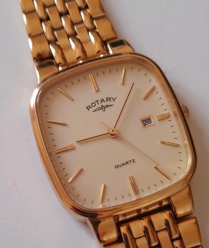 Rotary gold plated men watch - gold, men's