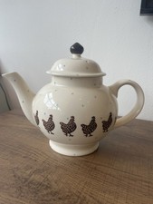 Emma Bridgewater Brown Speckled Hen Blue Polka Dot Teapot 4 Cup