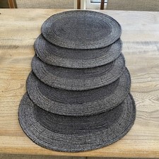 Set of 5 Black & Silver Beaded Placemats – Heat Resistant – Elegant Dining Table