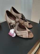 mono Leather Ribbon Tie Vintage Style Open Toe Shoe Size 7