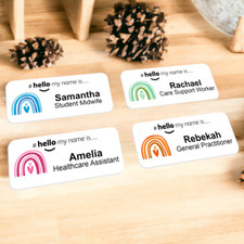 Hello My Name Is Badge Boho Rainbow Coloured Designs Student Nurse Midwife