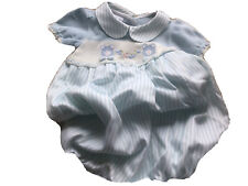 Baby Romper Blue/white Striped Pili Carrera Design Knitted Bear Breaststrip