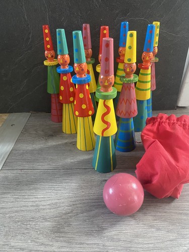 Vintage tall clowns wooden - vintage,