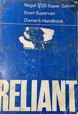 RELIANT REGAL 3/25 SUPER SALOON / SUPERVAN ORIGINAL OWNERS HANDBOOK FROM 1966