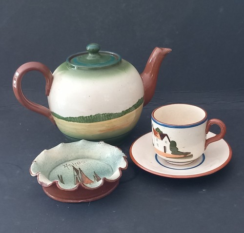 Torquay motto ware teapot - torquay, cup
