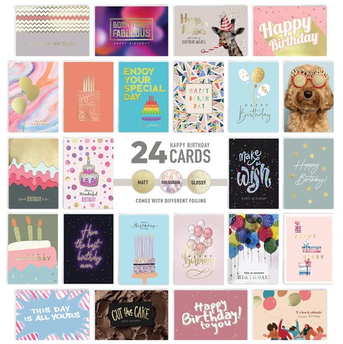 Unique birthday card set - set,, 24