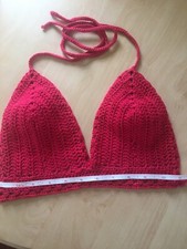 Red Hand Crochet Cotton Summer Bikini Top 