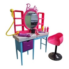 Barbie Mattel 2022 Hair Salon Playset Chair Sink Shower Hairdryer Bottles Comb..