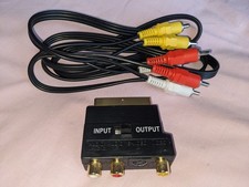 SCART to 3 x RCA Phono Video/Audio & S-Video Adapter with Input/Output & Cable