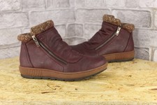 BURGUNDY FAUX LEATHER FLAT ANKLE BOOTS SIZE 7.5 / 41 BY PAVERS GOOD USED CON