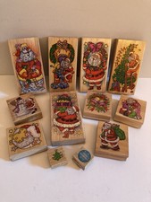 Christmas Ink Stamps. Set Of 12. Father Christmas Snowman Bells Tree Winter